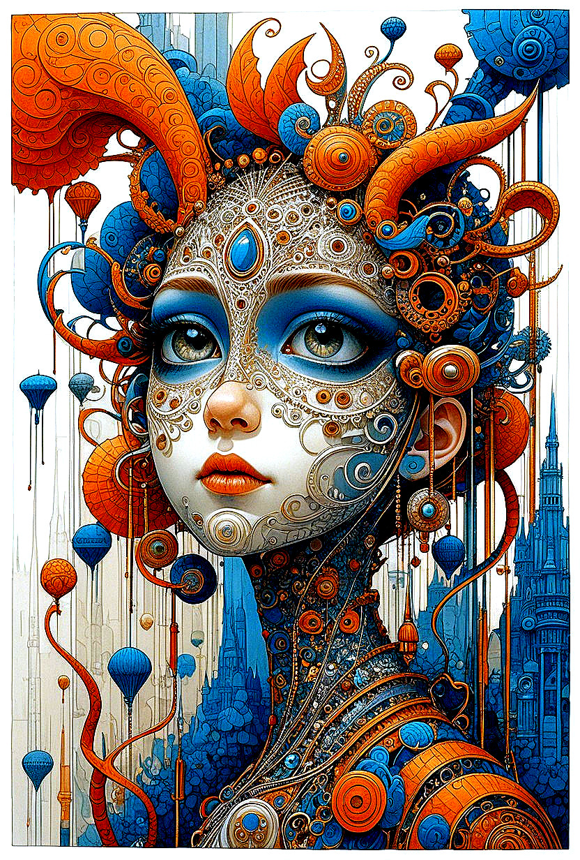 Fantastical Portrait of a Woman with Vibrant Patterns