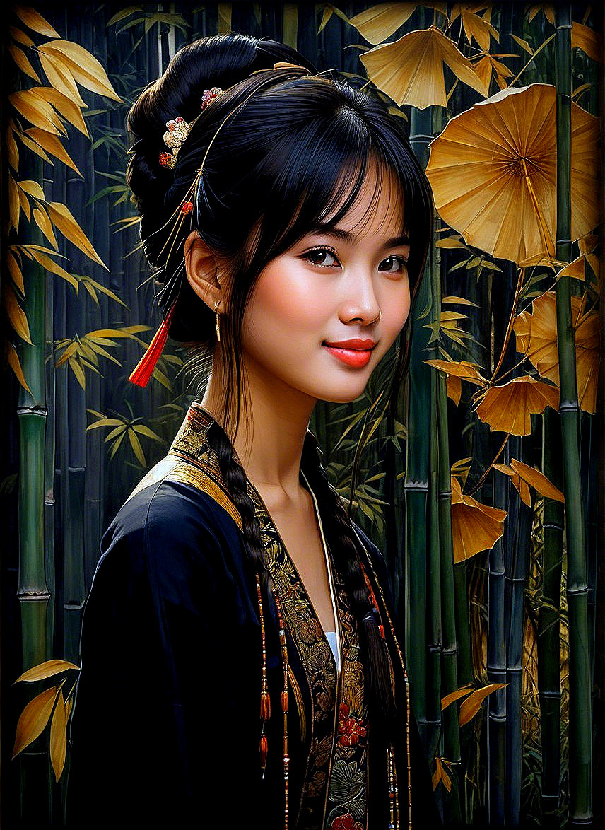 Young woman in elegant updo with cultural attire