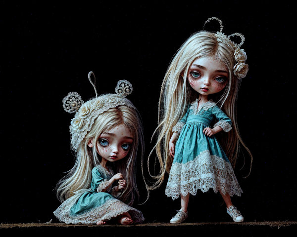 Whimsical dolls with elongated features and unique styles