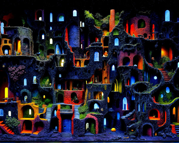 Miniature Abstract Cityscape with Colorful Structures
