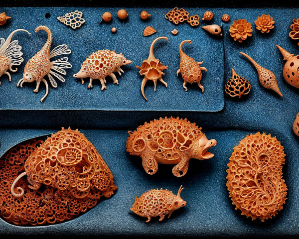 Vibrant Orange Organic Forms with Nature-Inspired Designs