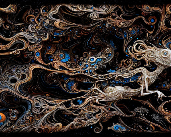 Abstract Surreal Creature in Cosmic Colorful Backdrop