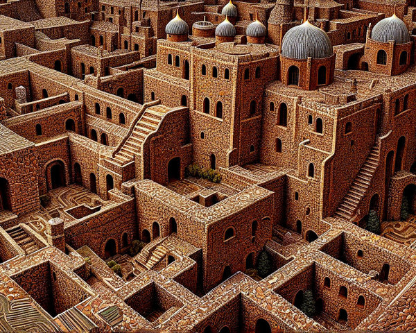 Aerial View of Intricate Labyrinthine Cityscape