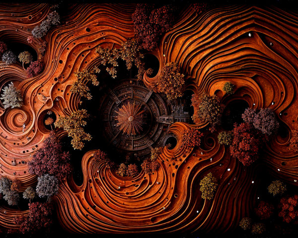 Abstract Landscape with Earthy Tones and Textured Forms
