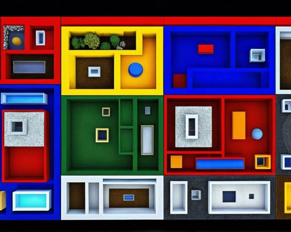 Vibrant Abstract Layout of Geometric Building Plan