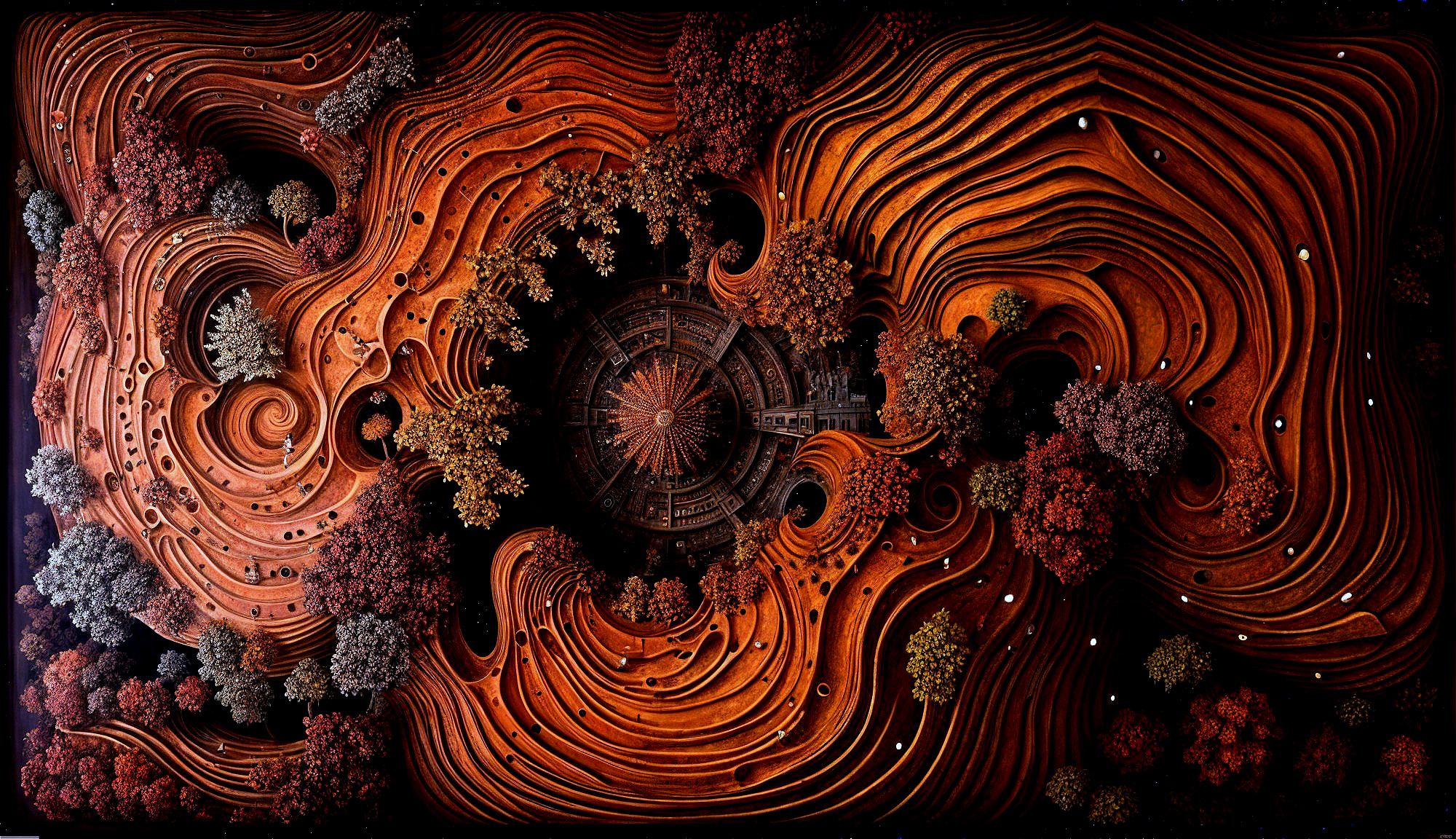 Abstract Landscape with Earthy Tones and Textured Forms