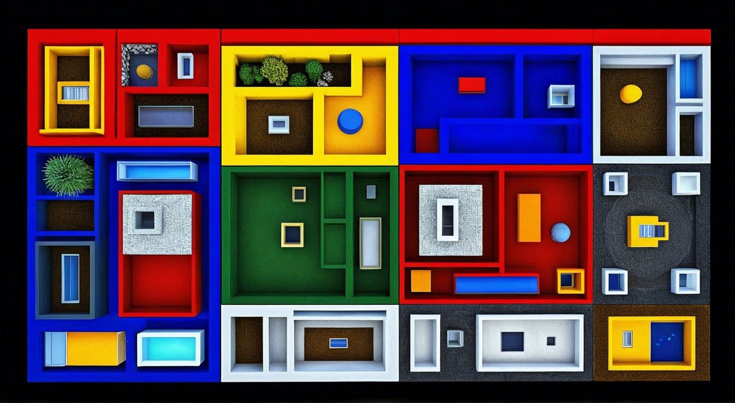 Vibrant Abstract Layout of Geometric Building Plan