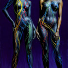 Models in Vibrant Stained Glass-Inspired Bodysuits