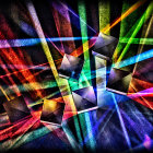 Abstract Landscape with Bold Colors and Silhouette