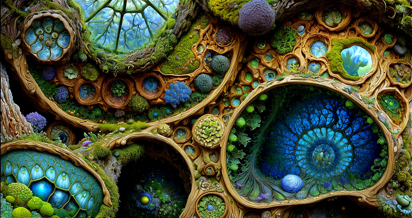 Vibrant Fantastical Ecosystem with Organic Patterns