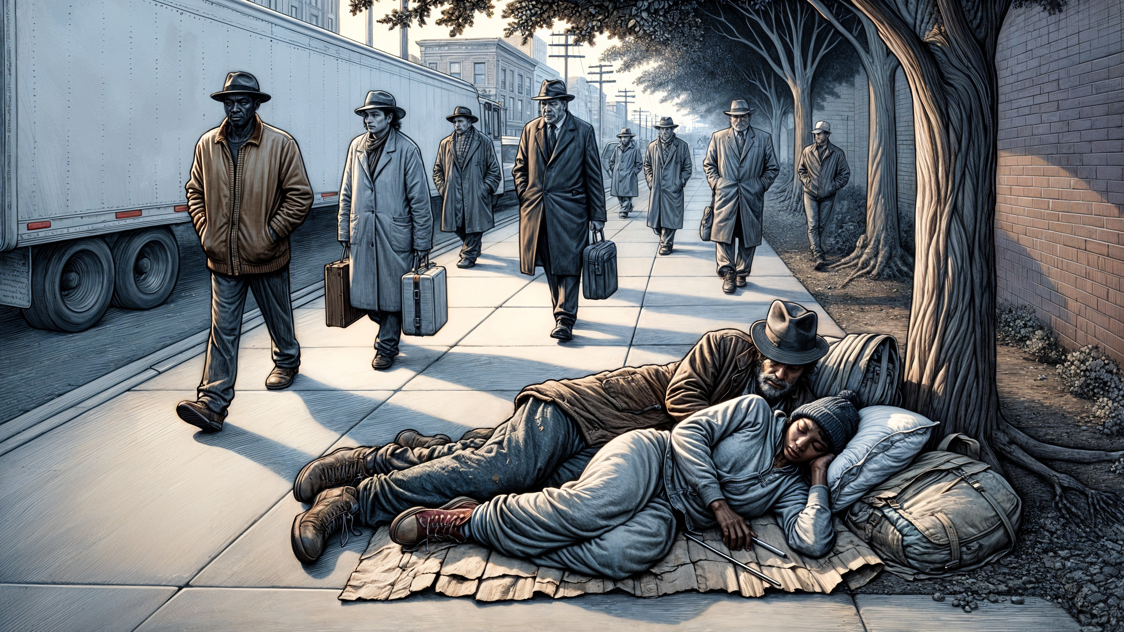 City Street Highlighting Social Disparity and Class Divide