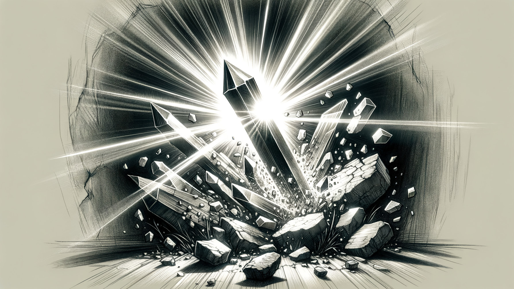 Dramatic Scene of Crystals on Rocky Surface