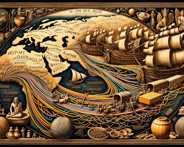 Silk Road Artwork Depicting Trade Routes and Culture