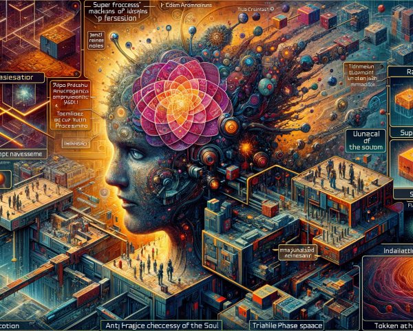 Surreal Composition of Human Head with Geometric Patterns