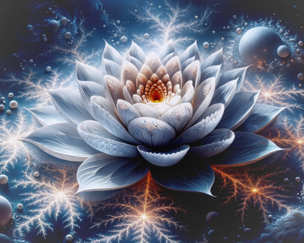 Intricate Lotus Flower Amidst Cosmic Backdrop
