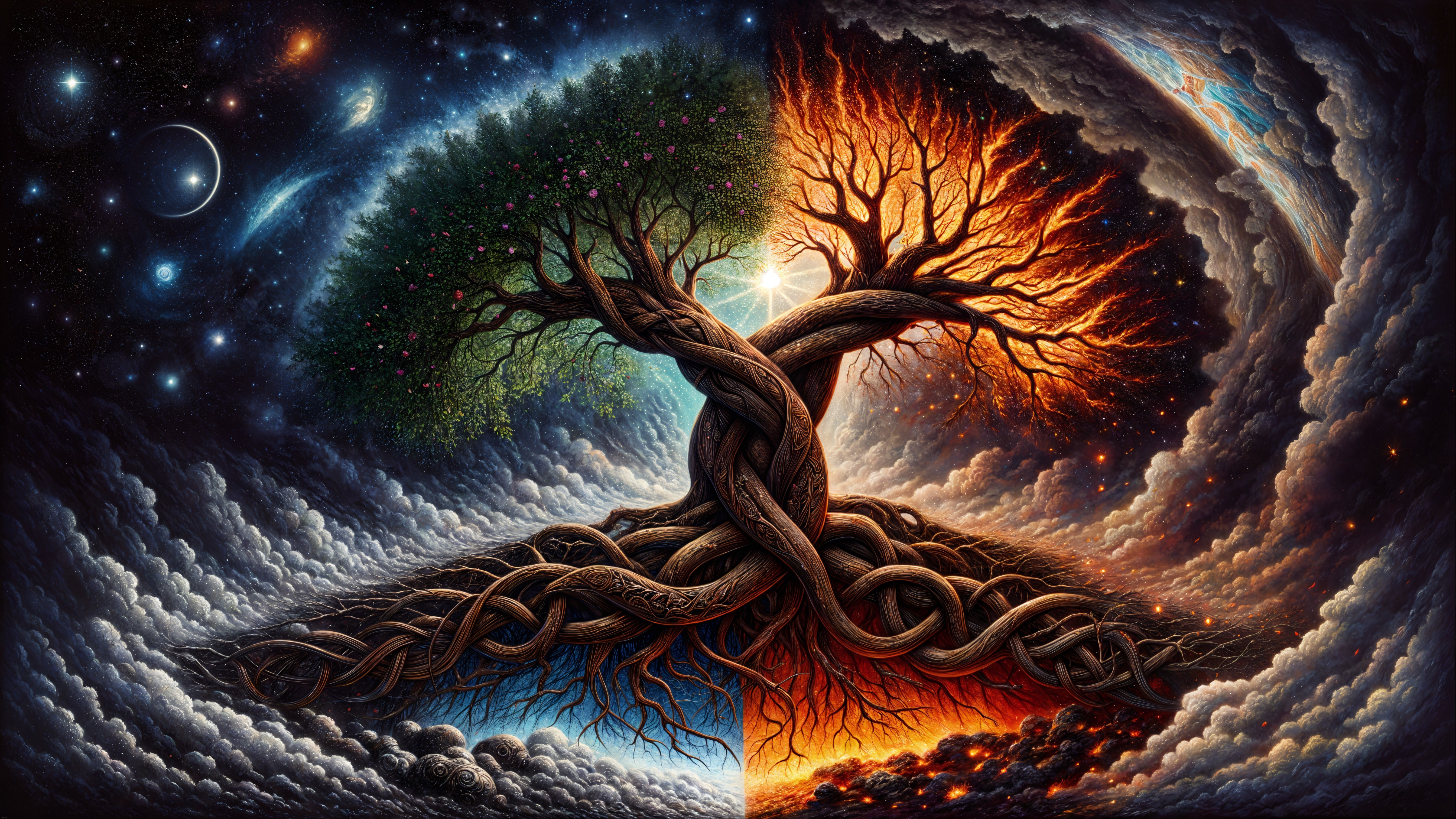 Artwork Depicting Life and Decay in Nature's Balance