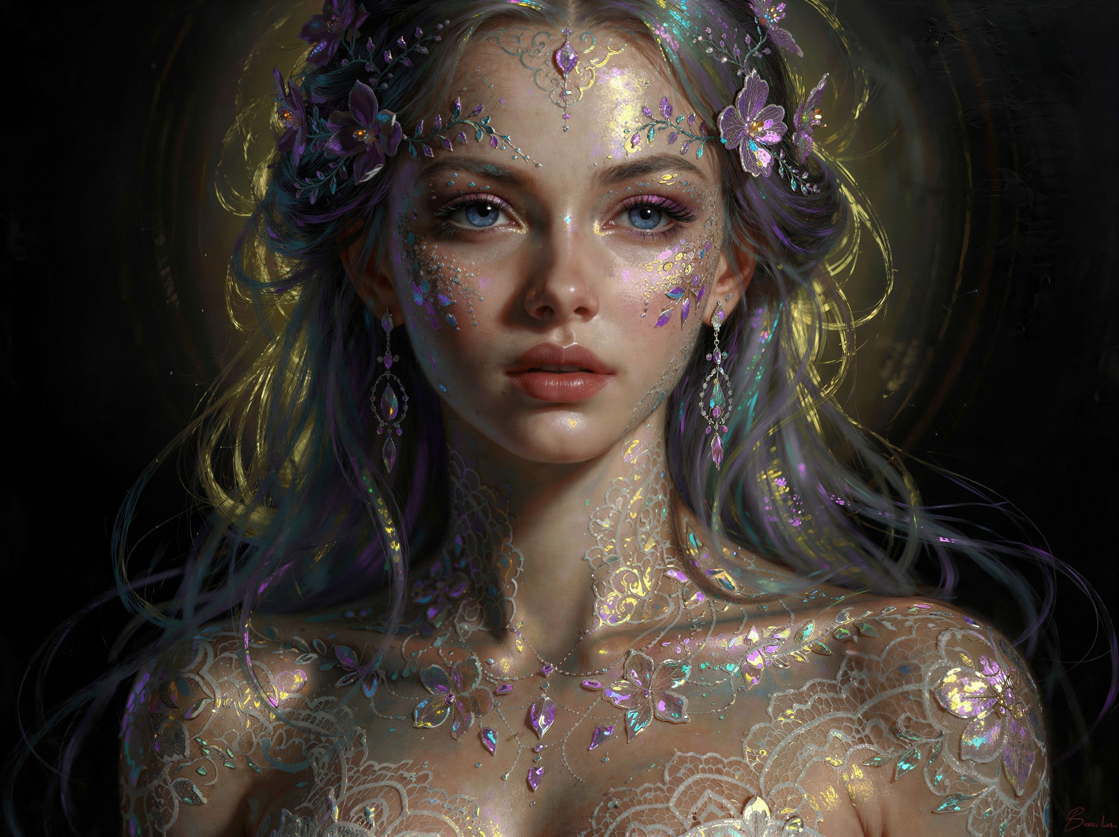 Close-Up Digital Painting of a Young Woman's Face