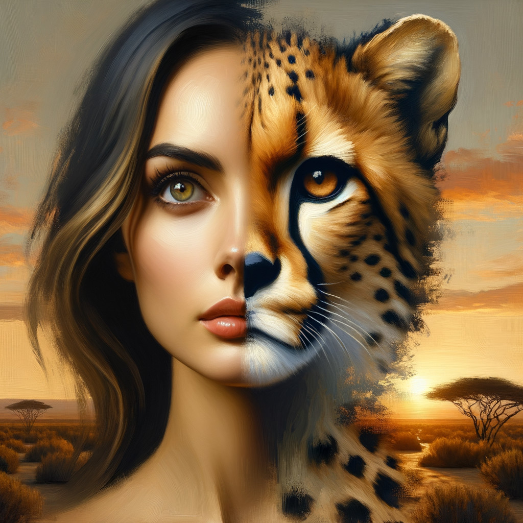 Blend of Woman's Face and Cheetah's Features