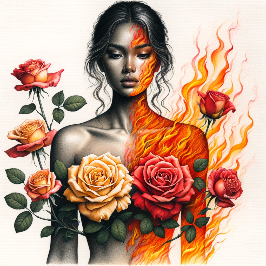 Attractive Woman with Half-Black and White Body Art