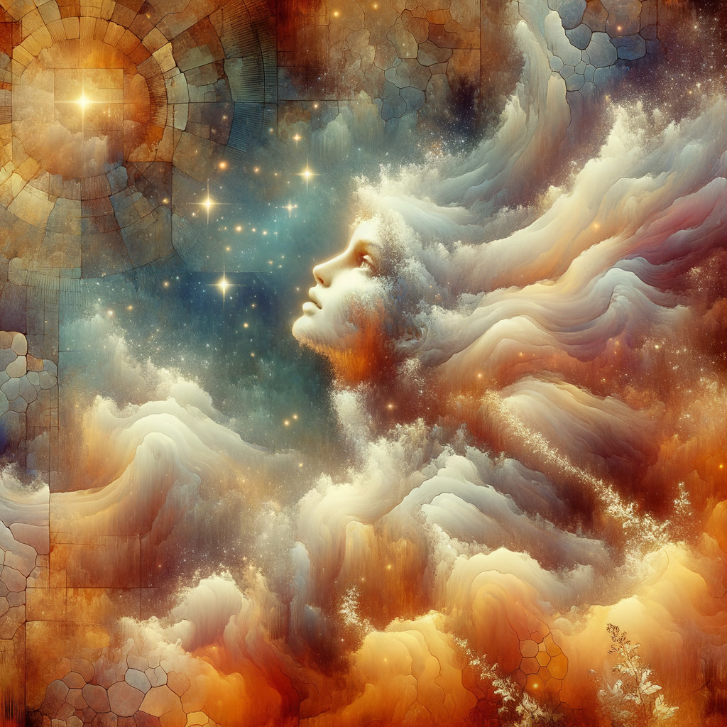 Ethereal Scene of a Face Among Vibrant Clouds