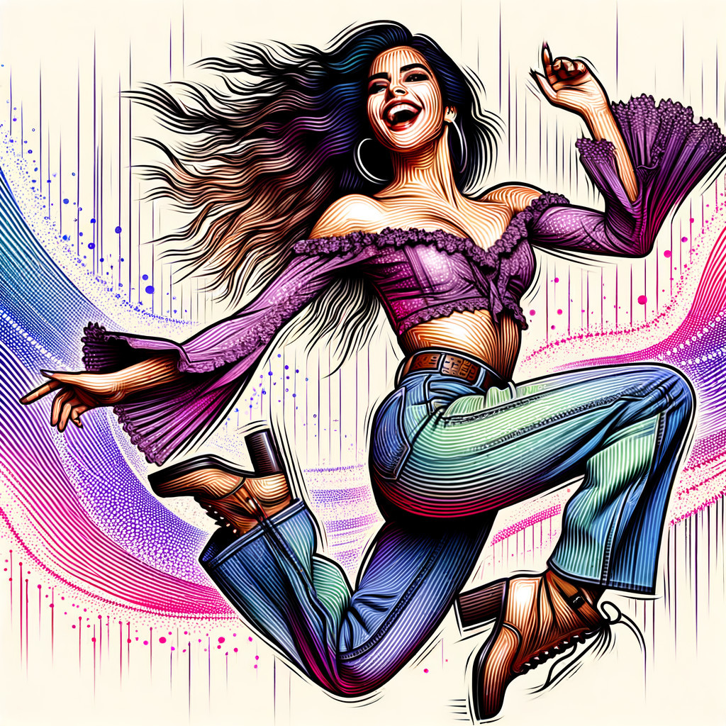 Vibrant Illustration of a Joyful Woman Mid-Jump