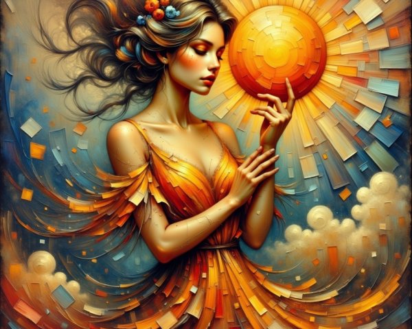 Serene Figure Against Vibrant Sunlit Backdrop