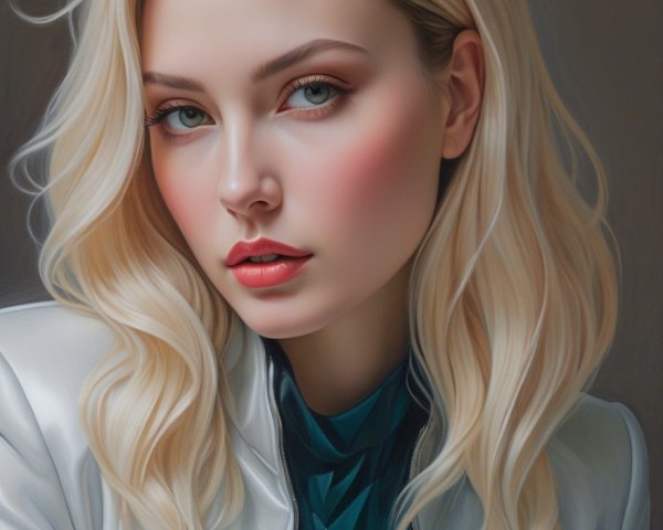 Close-Up Portrait of a Young Woman with Blonde Hair