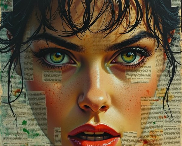 Portrait of a Young Woman with Green Eyes and Freckles
