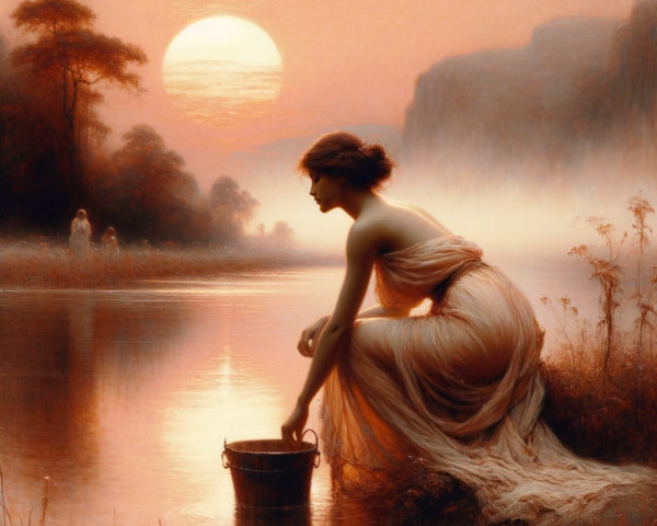 Tranquil Dusk Scene by a Serene Lake with Mist