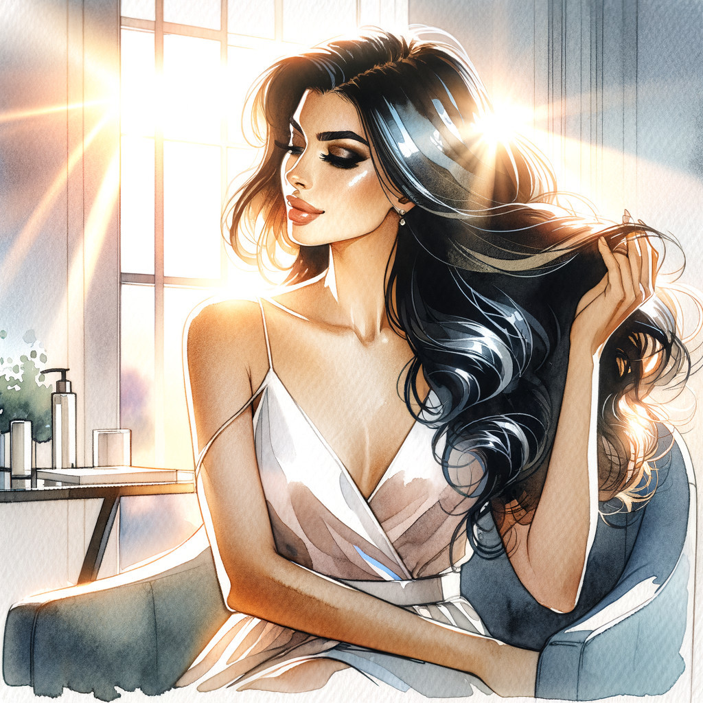 Glamorous Woman in Elegant Dress in Softly Lit Room