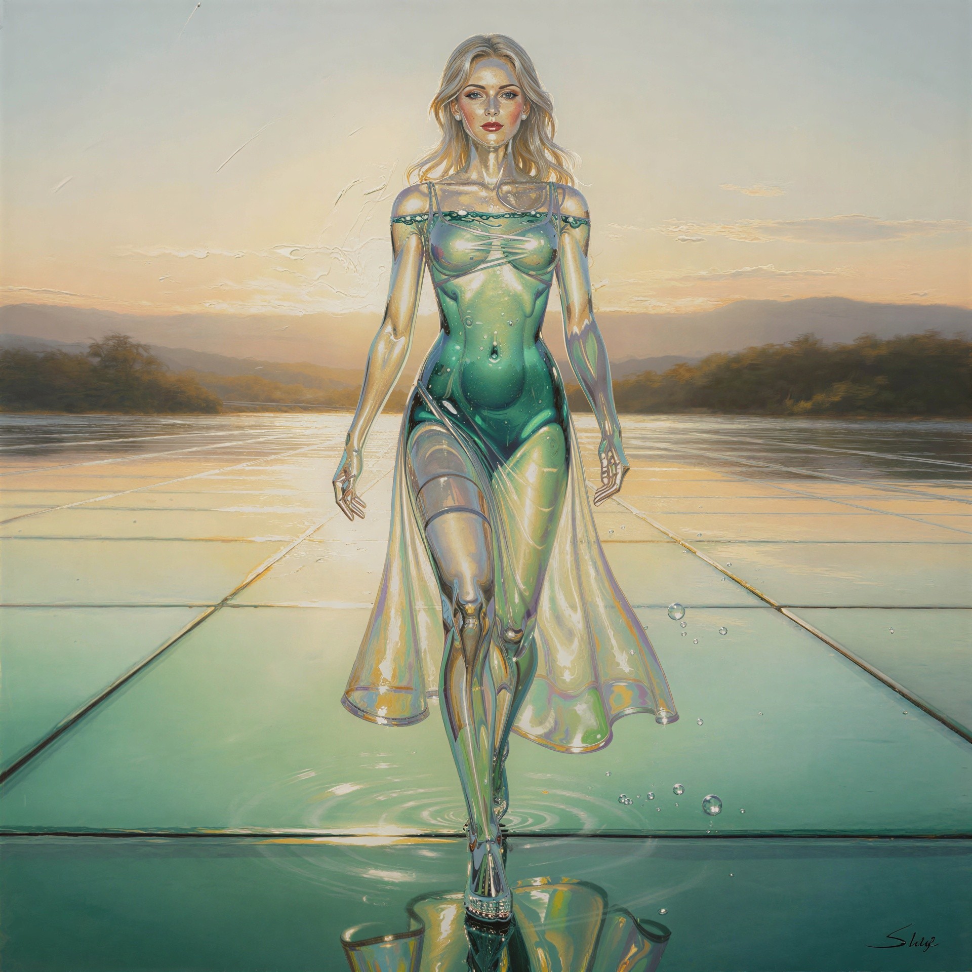 Futuristic Woman in Clear and Metallic Prosthetics