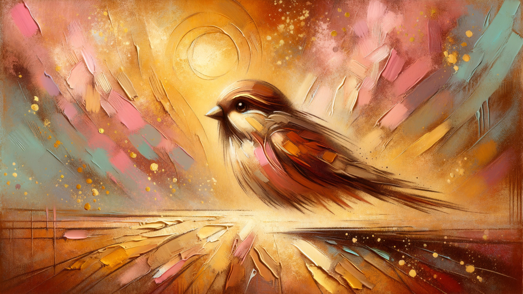 Abstract Bird Soaring Against a Radiant Sun