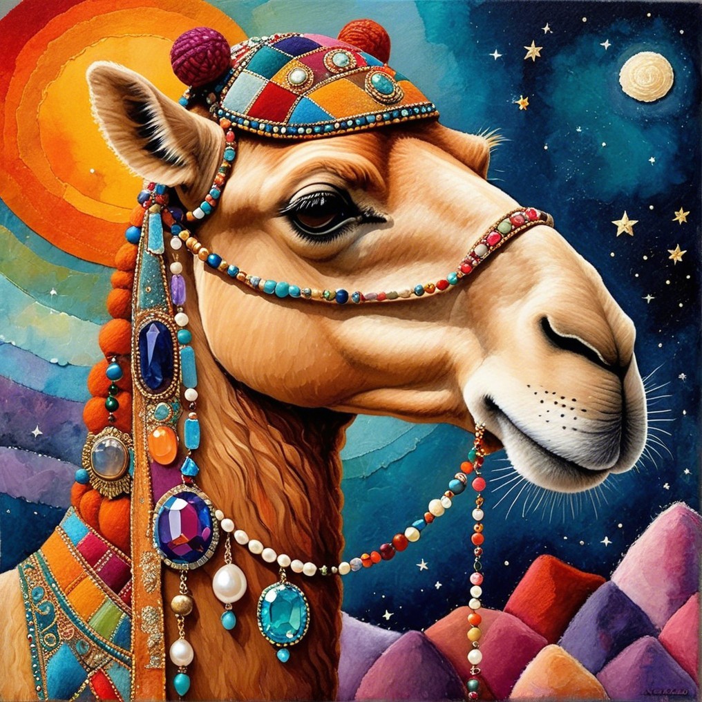 Vibrant Stylized Camel with Colorful Ornaments