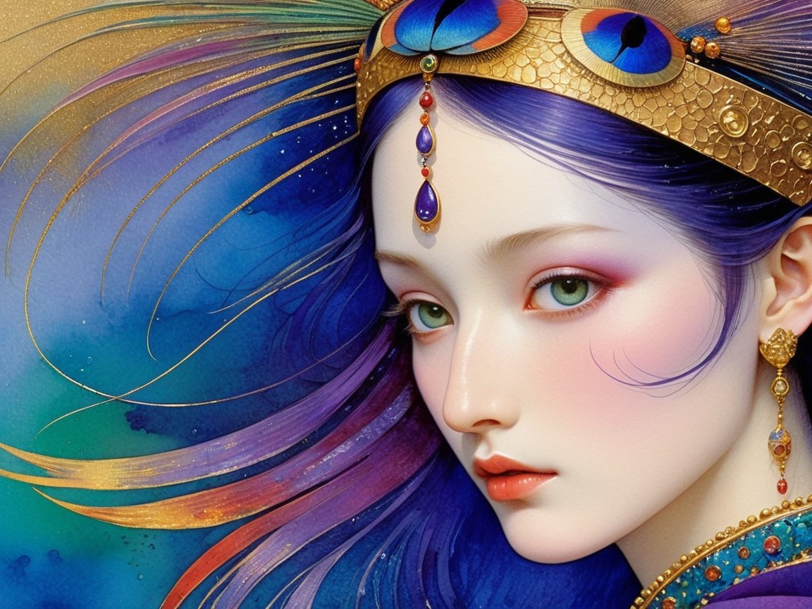 Artistic Portrait of a Young Woman with Vibrant Colors