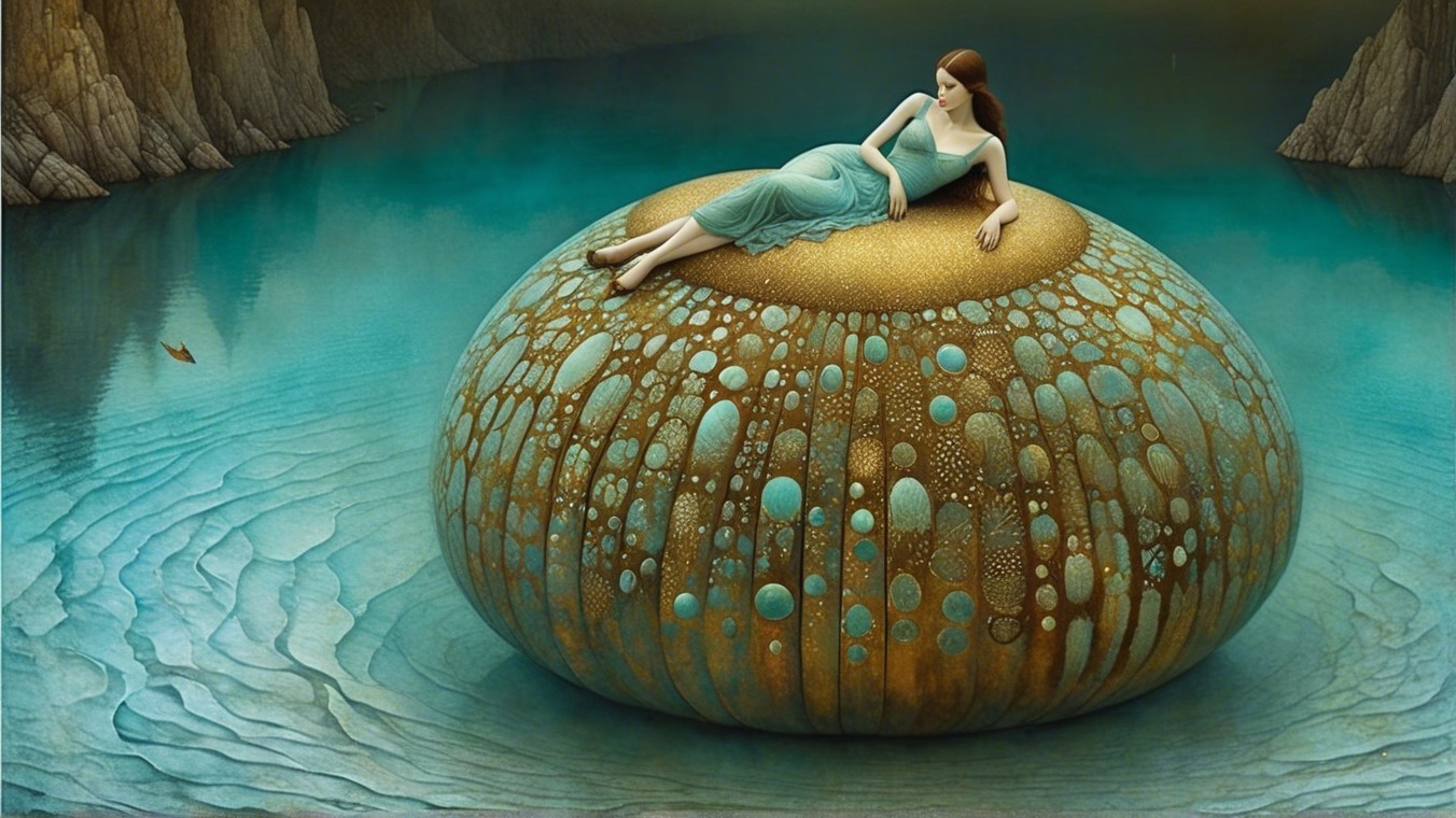 Serene Scene of a Woman by Turquoise Waters
