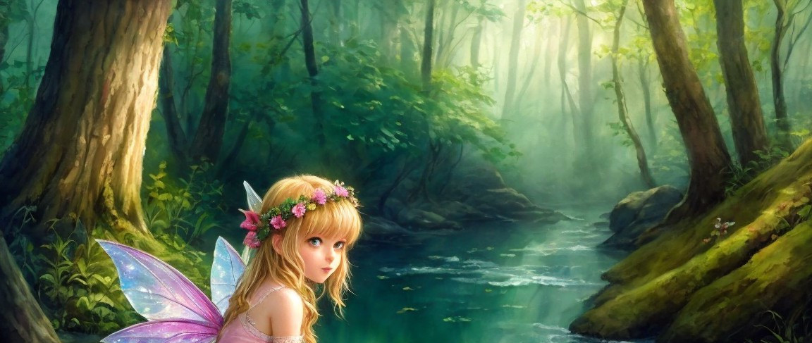 Fairy in a Mystical Forest with Shimmering Wings