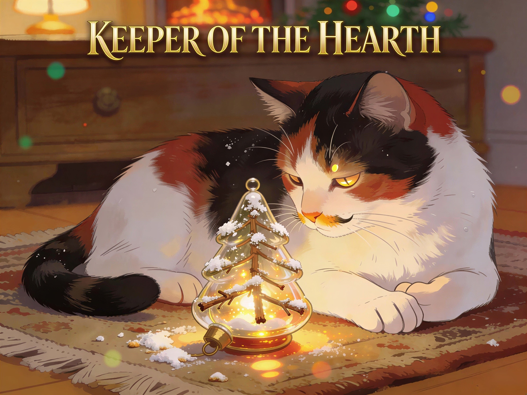 Cat on Brown Carpet Near Christmas Tree Ornament