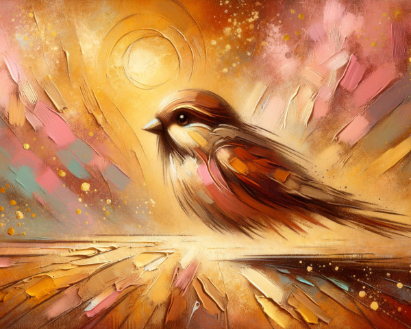 Abstract Bird Soaring Against a Radiant Sun