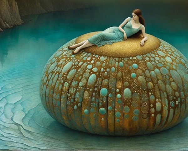 Serene Scene of a Woman by Turquoise Waters