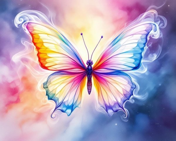 Ethereal Butterfly with Pastel Color Gradient Wings