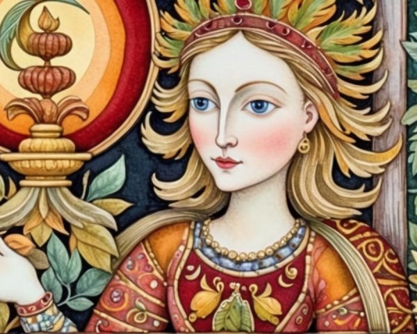 Detailed depiction of a serene woman in nature