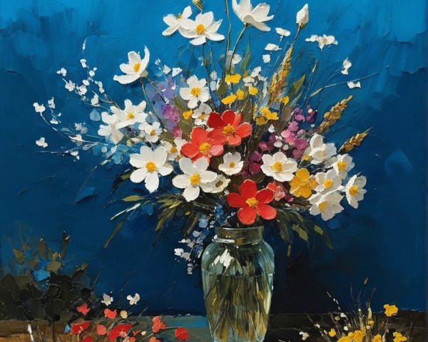 Vibrant Mixed Flower Bouquet in Glass Vase