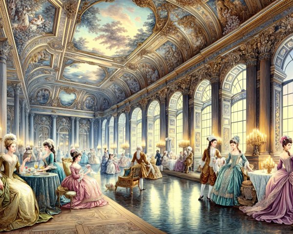 Opulent Grand Hall with Elegant 18th-Century Decor