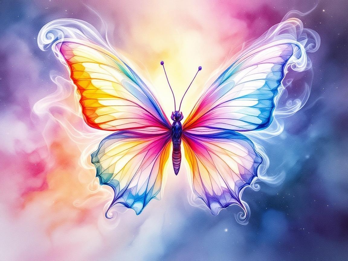 Ethereal Butterfly with Pastel Color Gradient Wings