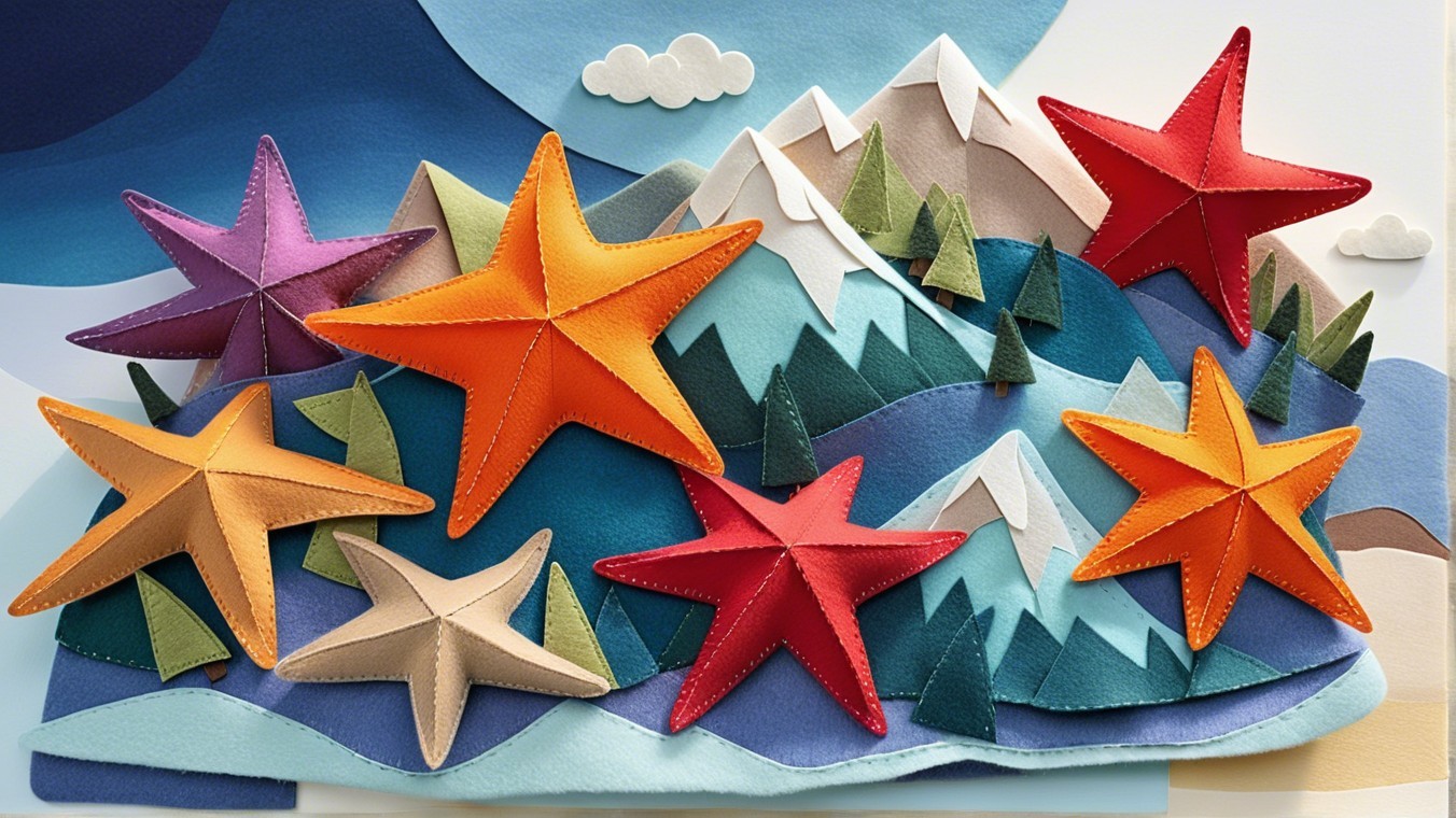 Colorful Textured Landscape with Felt Elements
