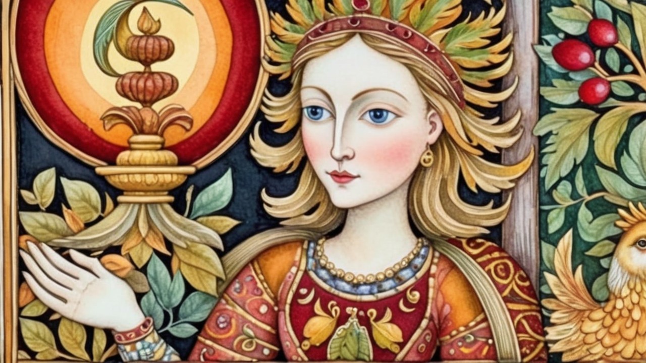 Detailed depiction of a serene woman in nature