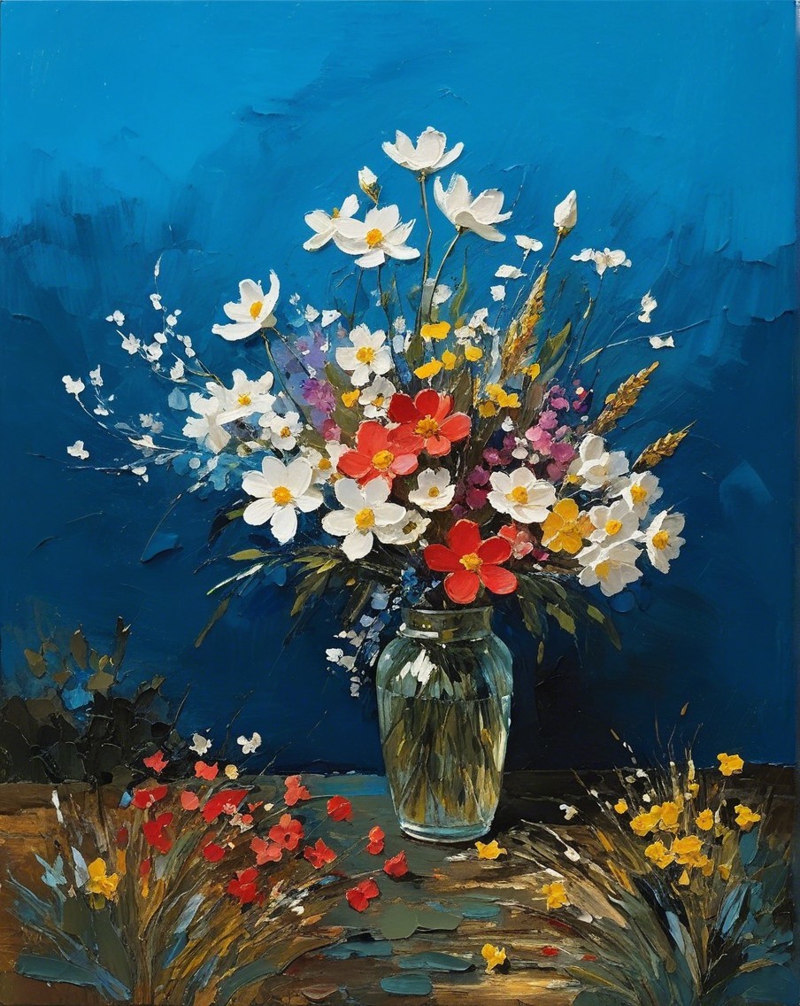 Vibrant Mixed Flower Bouquet in Glass Vase