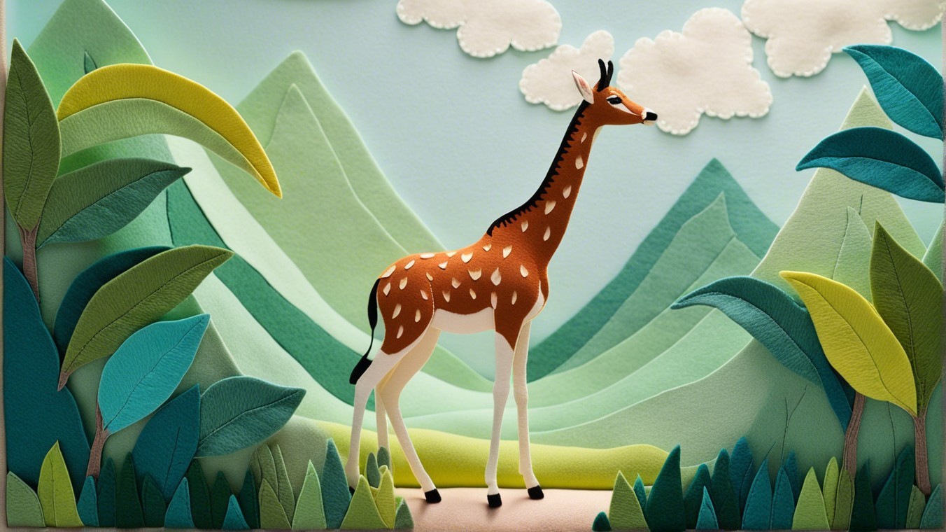 Colorful Paper Art of Deer in Serene Landscape