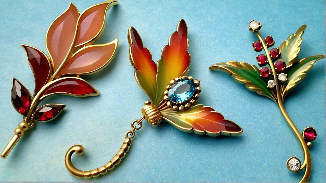 Elegant Floral Brooches with Intricate Designs
