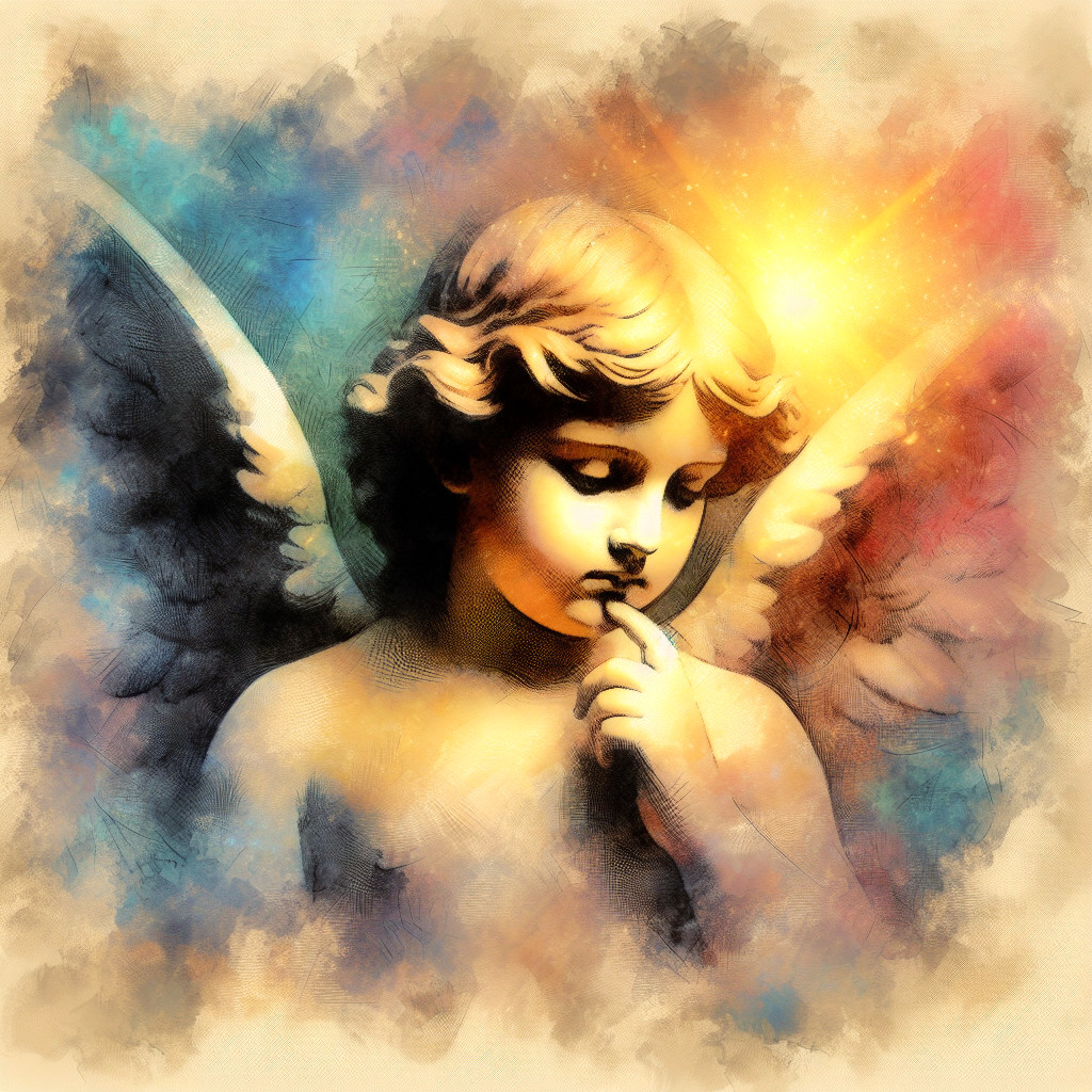 Serene Angel with Delicate Features and Feathery Wings